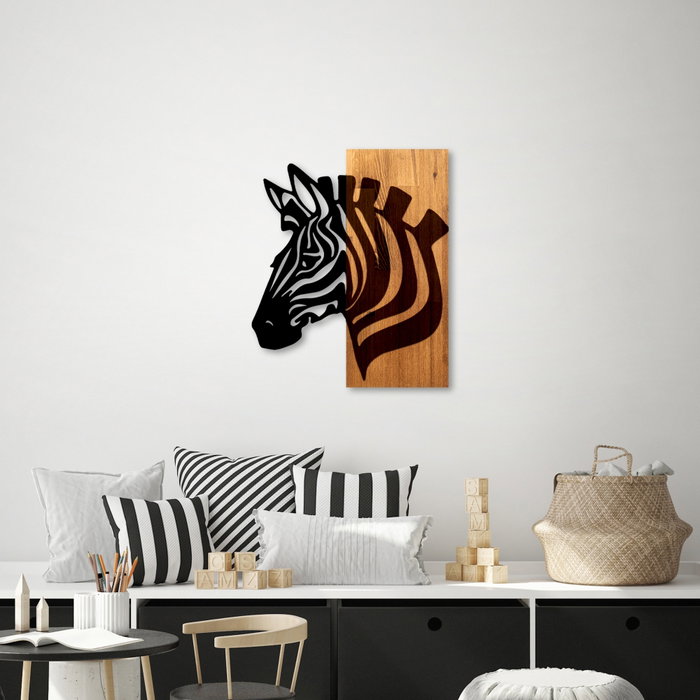 Wallity Zebra v2 Escultura de Pared en Nogal y Negro Wallity Zebra v2 Escultura de Pared en Nogal y Negro